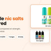 Elux Legend, Bar Juice 5000 and Elf Bar Elfliq 10ml nic salt bottles compared