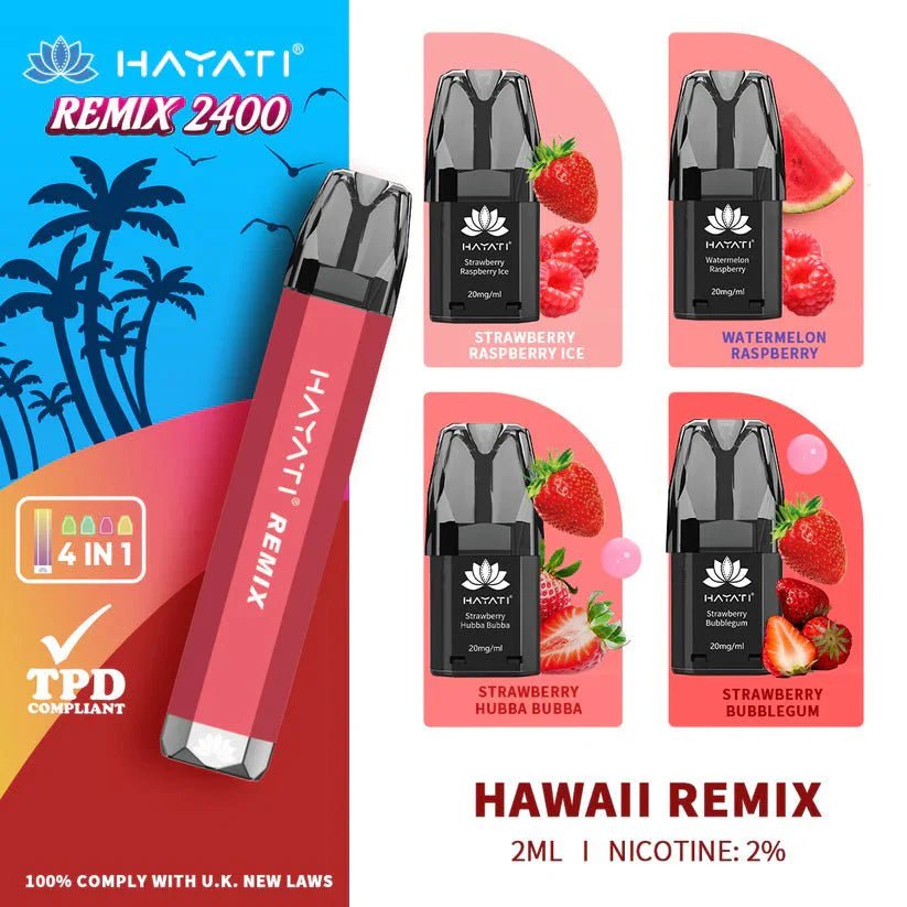 buy 4 in 1 Hayati Remix 2400 Puffs Disposable Vape Pod Kit at Wolfvapes.co.uk buy 4 in 1 Hayati Remix 2400 Puffs Disposable Vape Pod Kit at Wolfvapes.co.uk