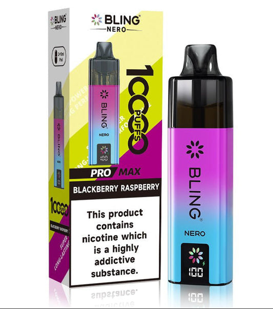 Crystal Bling Nero 10k Vape Kit Box of 5 Blackberry Raspberry