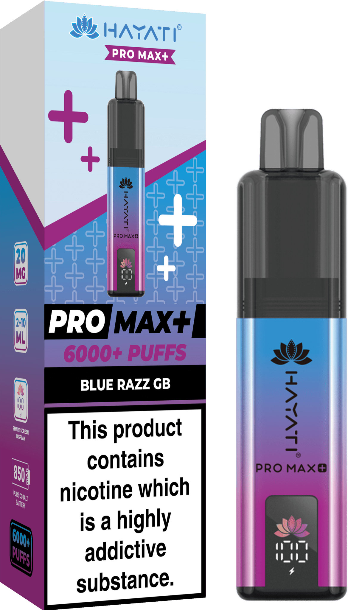 Hayati Crystal Pro Max+ 6000 Vape Kit Box of 10 - Wolfvapes.co.uk - Blue Razz GB Hayati Crystal Pro Max+ 6000 Vape Kit Box of 10 - Wolfvapes.co.uk - Blue Razz GB