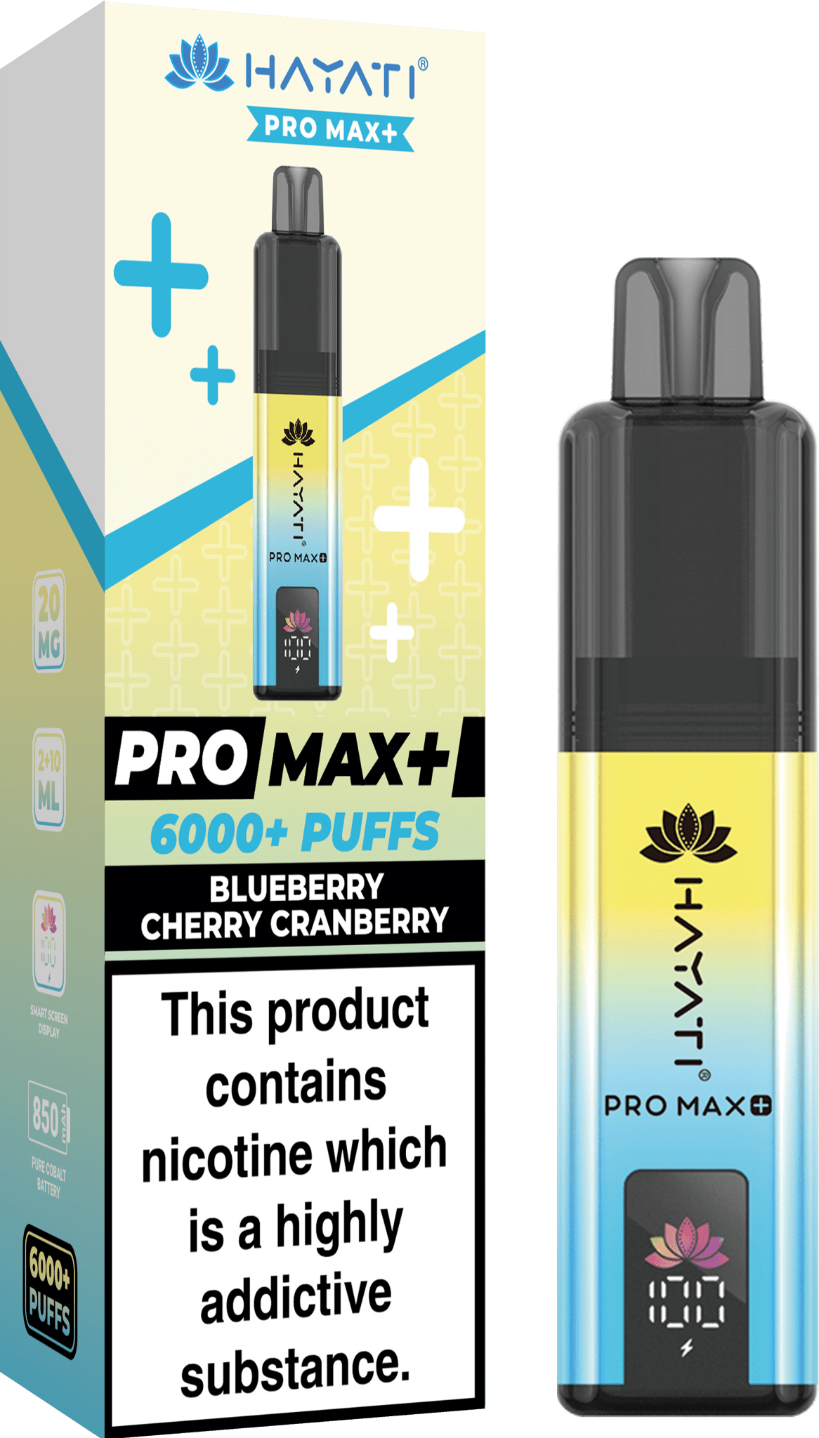 Hayati Crystal Pro Max+ 6000 Vape Kit Box of 10 - Wolfvapes.co.uk - Blueberry Cherry Cranberry Hayati Crystal Pro Max+ 6000 Vape Kit Box of 10 - Wolfvapes.co.uk - Blueberry Cherry Cranberry