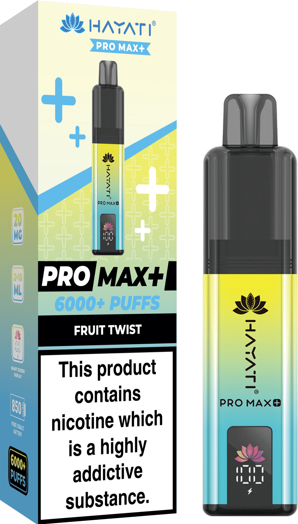 Hayati Crystal Pro Max+ 6000 Vape Kit Box of 10 - Wolfvapes.co.uk - Fruit Twist Hayati Crystal Pro Max+ 6000 Vape Kit Box of 10 - Wolfvapes.co.uk - Fruit Twist