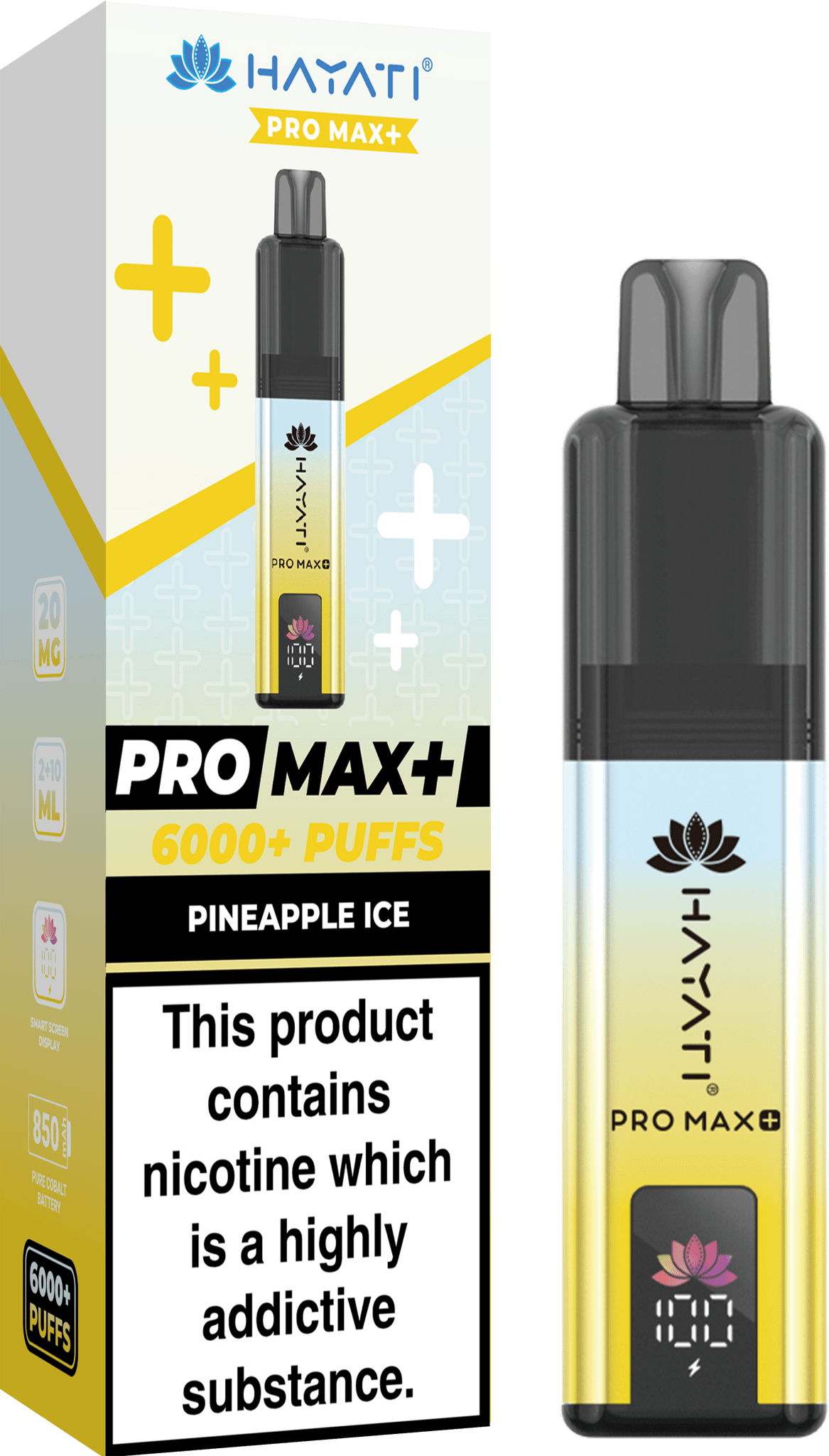 Hayati Crystal Pro Max+ 6000 Vape Kit Box of 10 - Wolfvapes.co.uk - Pineapple Ice Hayati Crystal Pro Max+ 6000 Vape Kit Box of 10 - Wolfvapes.co.uk - Pineapple Ice