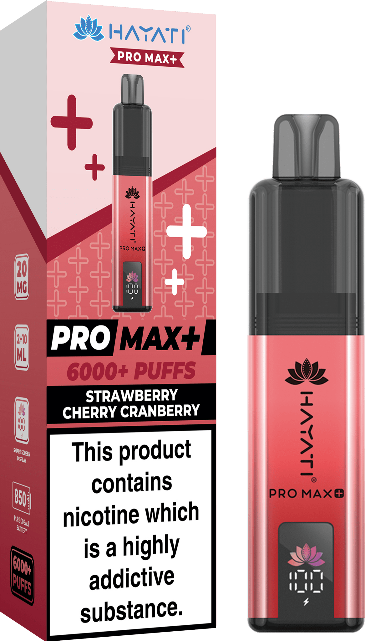 Hayati Crystal Pro Max+ 6000 Vape Kit Box of 10 - Wolfvapes.co.uk - Strawberry Cherry Cranberry Hayati Crystal Pro Max+ 6000 Vape Kit Box of 10 - Wolfvapes.co.uk - Strawberry Cherry Cranberry