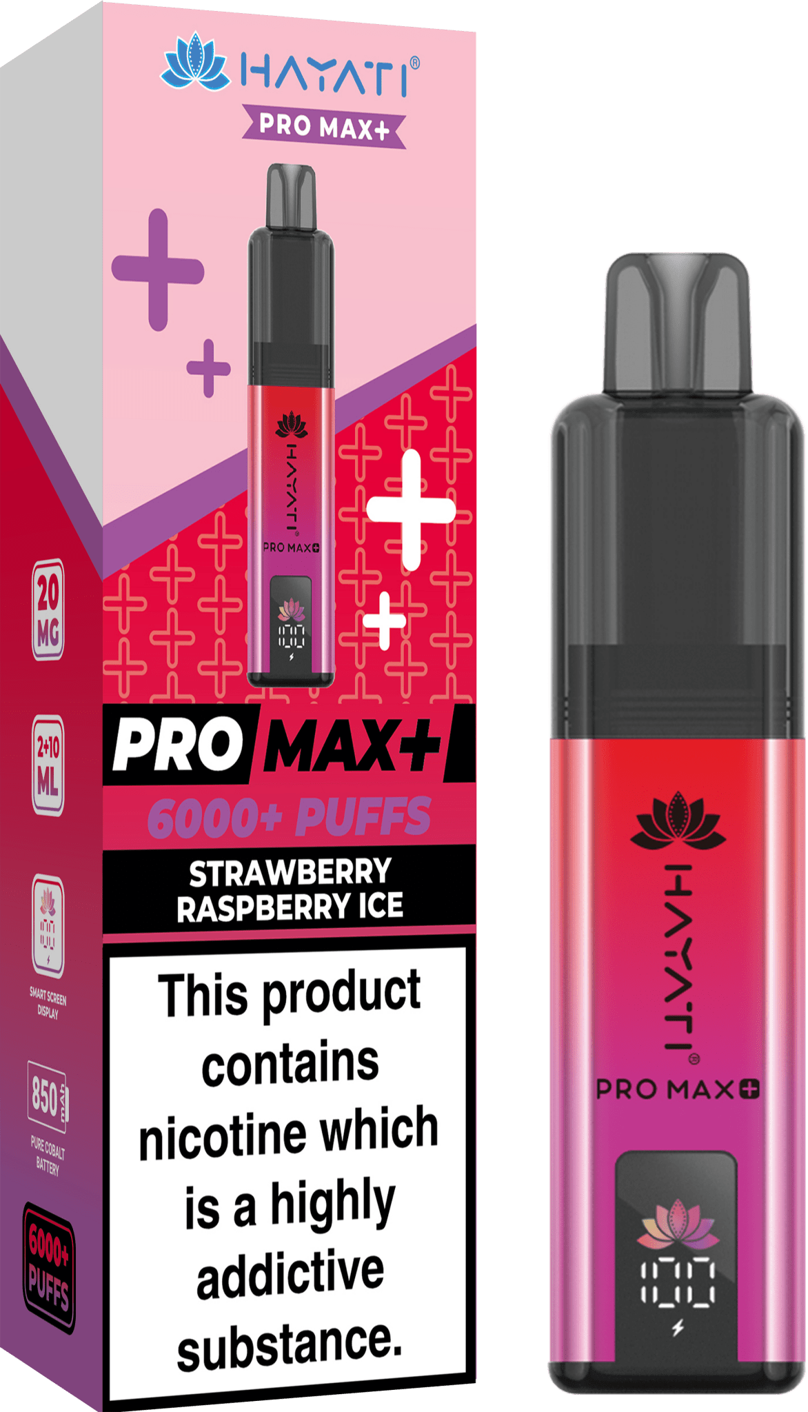 Hayati Crystal Pro Max+ 6000 Vape Kit Box of 10 - Wolfvapes.co.uk - Strawberry Raspberry Ice Hayati Crystal Pro Max+ 6000 Vape Kit Box of 10 - Wolfvapes.co.uk - Strawberry Raspberry Ice