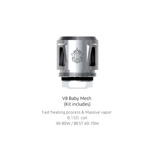 buy Smok V8 Baby 0.15ohm Mesh Coil Heads | 5 Pack | Wolfvapes at Wolfvapes.co.uk