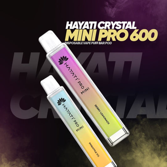 Hayati Crystal mini-Pro 600 Disposable Vape Puff Bar Pod - Wolfvapes.co.uk