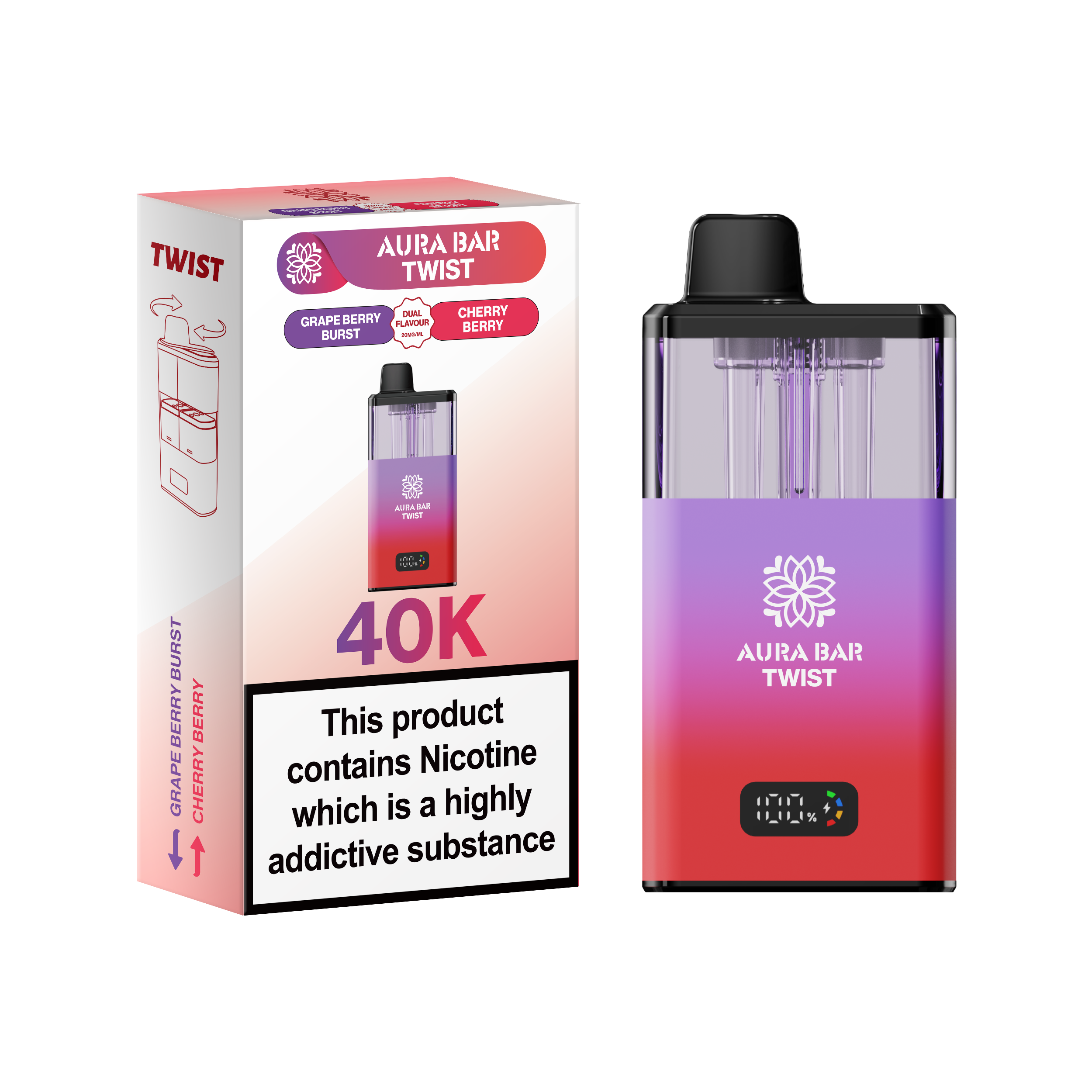 Aura Bar Twist 40k Prefilled Pod Vape Kit