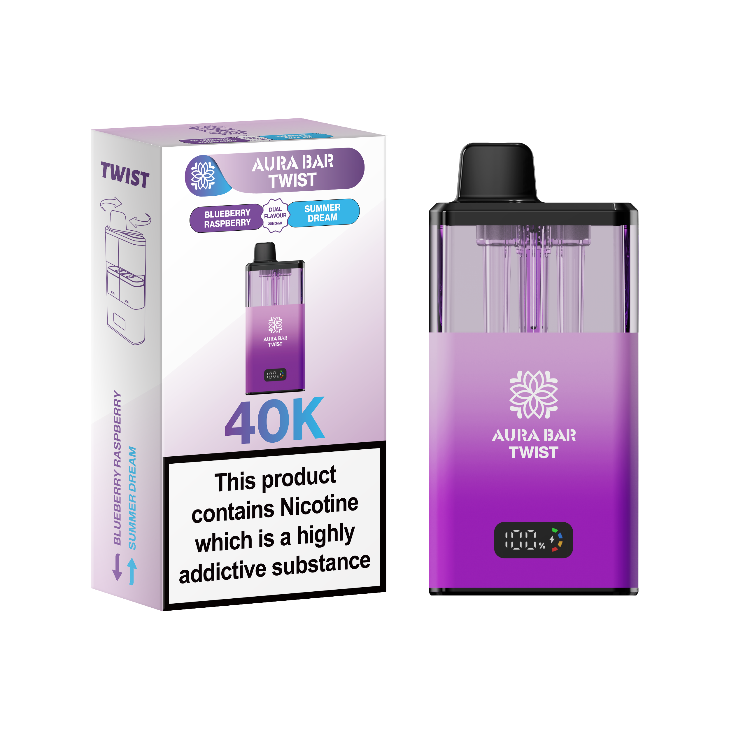 Aura Bar Twist 40k Prefilled Pod Vape Kit
