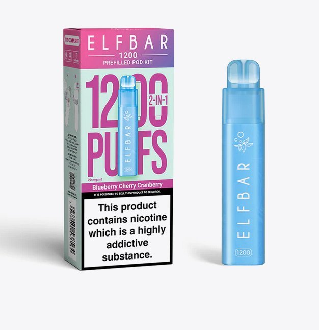 2 in 1 Elfbar 1200 Puffs Prefilled Pod Kit - Wolfvapes.co.uk-Blueberry Cherry Cranberry