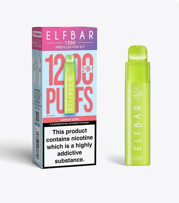 2 in 1 Elfbar 1200 Puffs Prefilled Pod Kit - Wolfvapes.co.uk-Lemon Lime