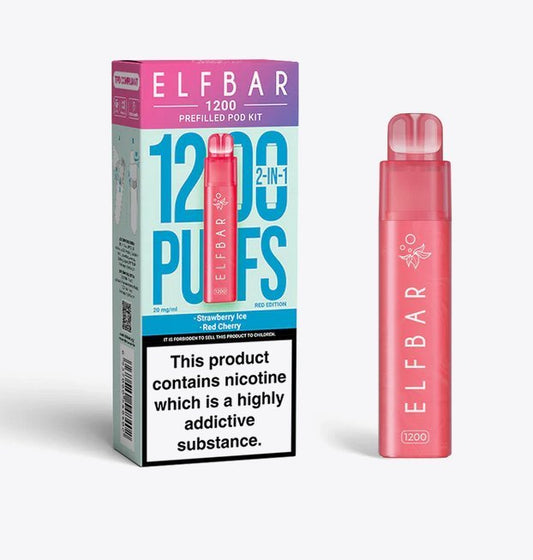 2 in 1 Elfbar 1200 Puffs Prefilled Pod Kit - Wolfvapes.co.uk-Red Edition
