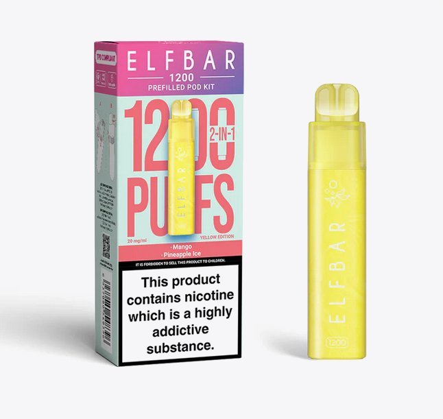 2 in 1 Elfbar 1200 Puffs Prefilled Pod Kit - Wolfvapes.co.uk-Yellow Edition