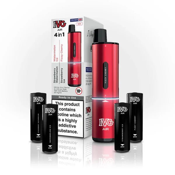 4 in 1 IVG Air 2400 Disposable Vape ( Box of 5 ) - Wolfvapes.co.uk - Red Edition