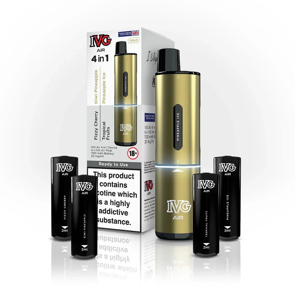 4 in 1 IVG Air 2400 Puffs Prefilled Disposable Pod Kit ( Box of 5 ) - Wolfvapes.co.uk-Gold Edition (4 Pods x Multi Flavours)