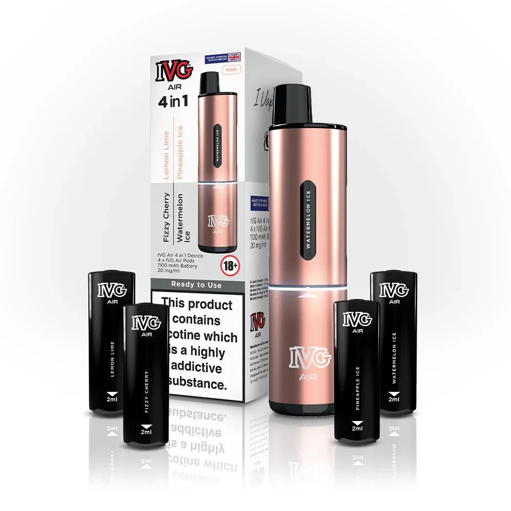 4 in 1 IVG Air 2400 Puffs Prefilled Disposable Pod Kit ( Box of 5 ) - Wolfvapes.co.uk-Pink Edition (4 Pods x Multi Flavours)