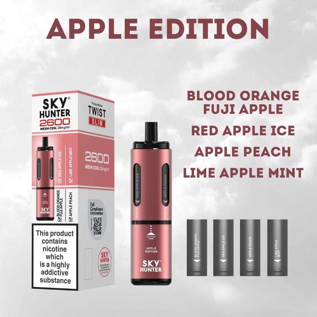 4 in 1 Sky Hunter 2600 Puffs Disposable Vape Pod Kit Pack of 5 - Wolfvapes.co.uk-Apple Edition