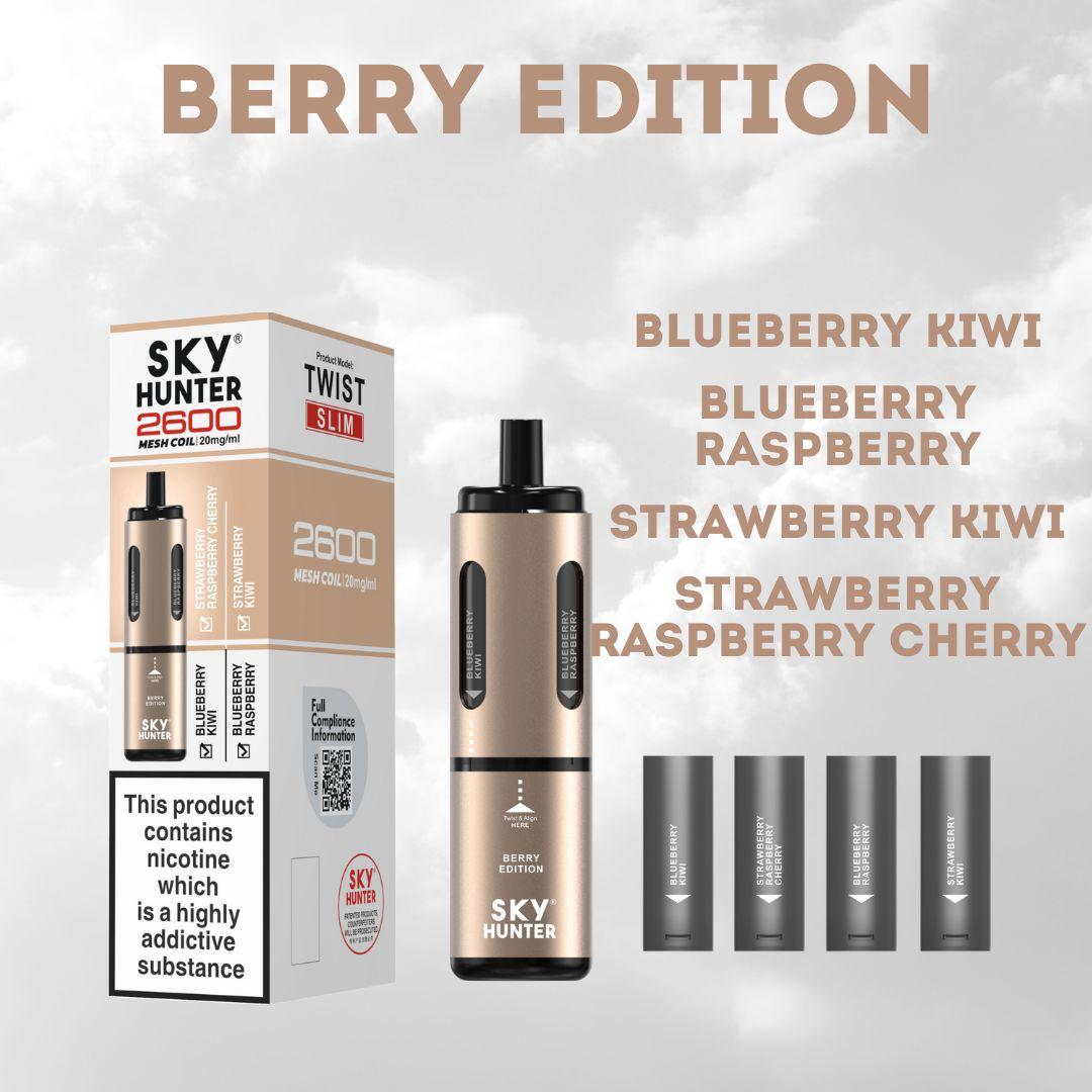 4 in 1 Sky Hunter 2600 Puffs Disposable Vape Pod Kit Pack of 5 - Wolfvapes.co.uk-Berry Edition