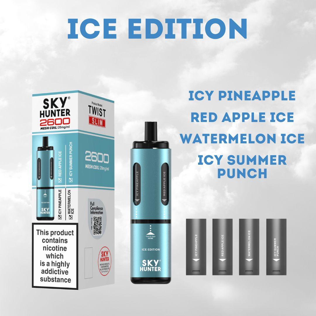 4 in 1 Sky Hunter 2600 Puffs Disposable Vape Pod Kit Pack of 5 - Wolfvapes.co.uk-Ice Edition