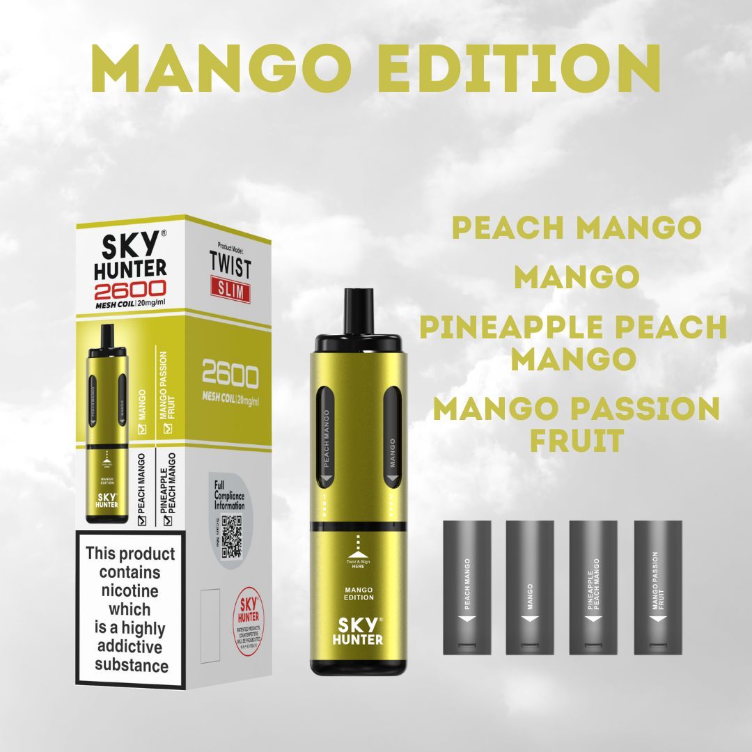 4 in 1 Sky Hunter 2600 Puffs Disposable Vape Pod Kit Pack of 5 - Wolfvapes.co.uk-Mango Edition