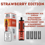 4 in 1 Sky Hunter 2600 Puffs Disposable Vape Pod Kit Pack of 5 - Wolfvapes.co.uk-Strawberry Edition