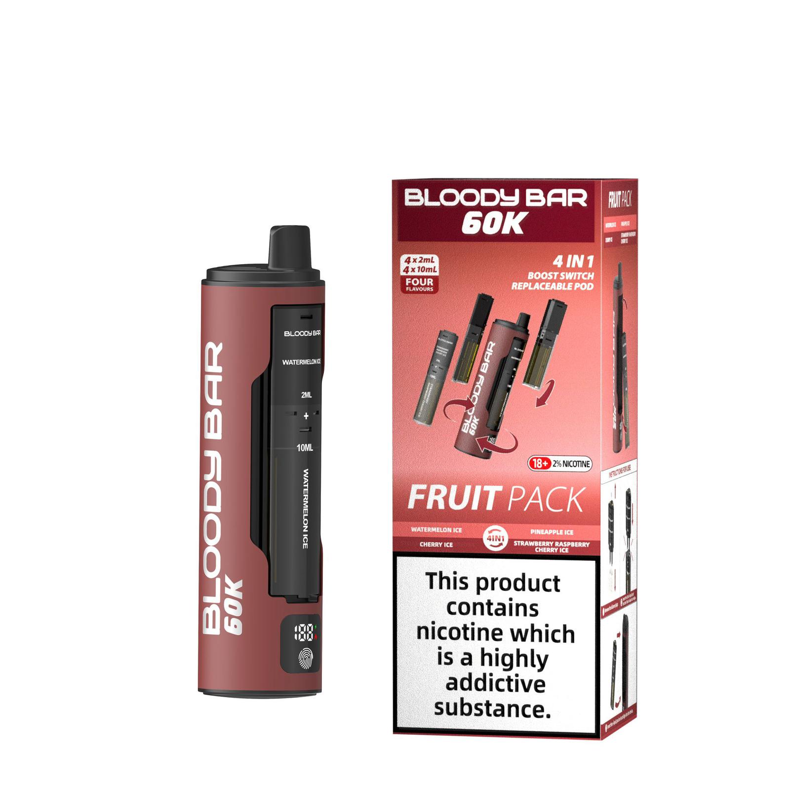 Bloody Bar 60k Prefilled 4 In 1 Pod Vape Kit Pack of 5