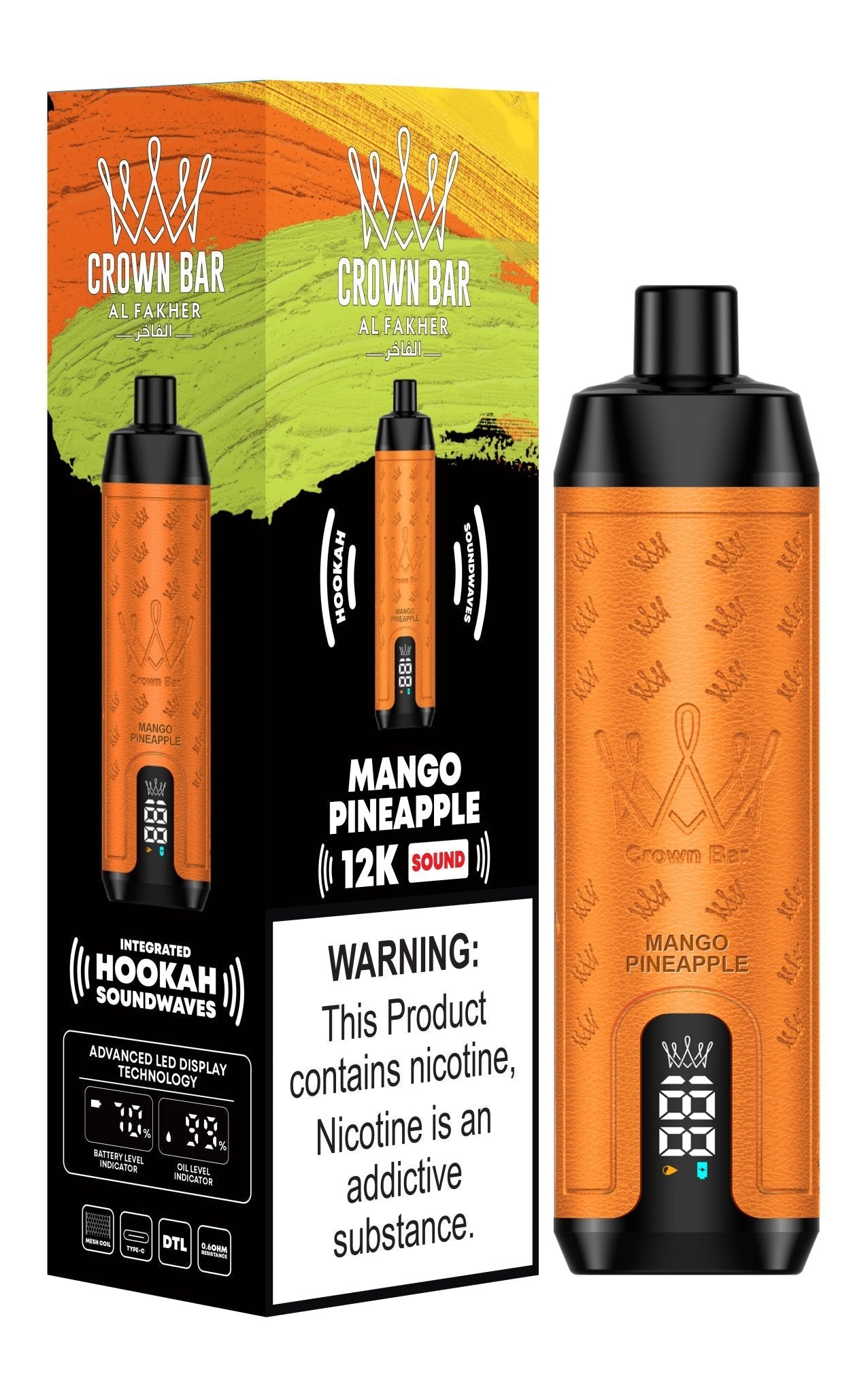 Al Fakher 12000 Puffs Hookah Sounds Disposable Vape - Wolfvapes.co.uk - Mango Pineapple