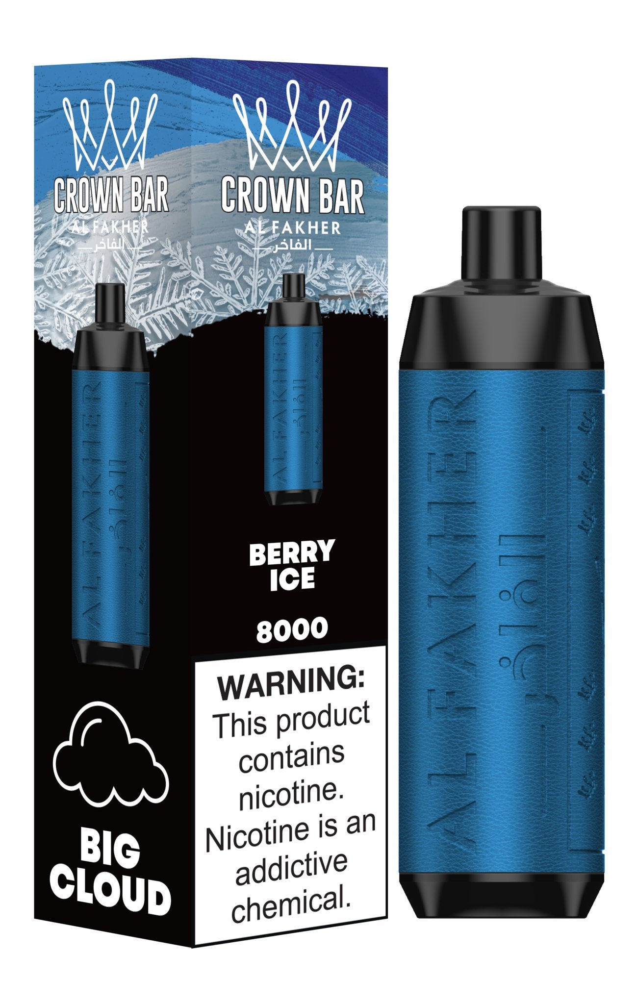 Al Fakher Crown Bar 8000 Puffs Disposable Vape Box of 10 - Wolfvapes.co.uk-Berry Ice