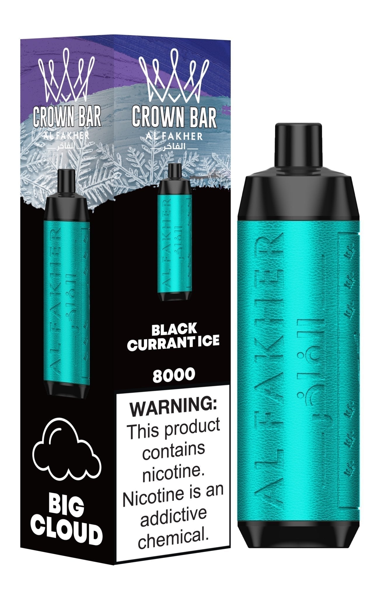 Al Fakher Crown Bar 8000 Puffs Disposable Vape Box of 10 - Wolfvapes.co.uk-Blackcurrant Ice