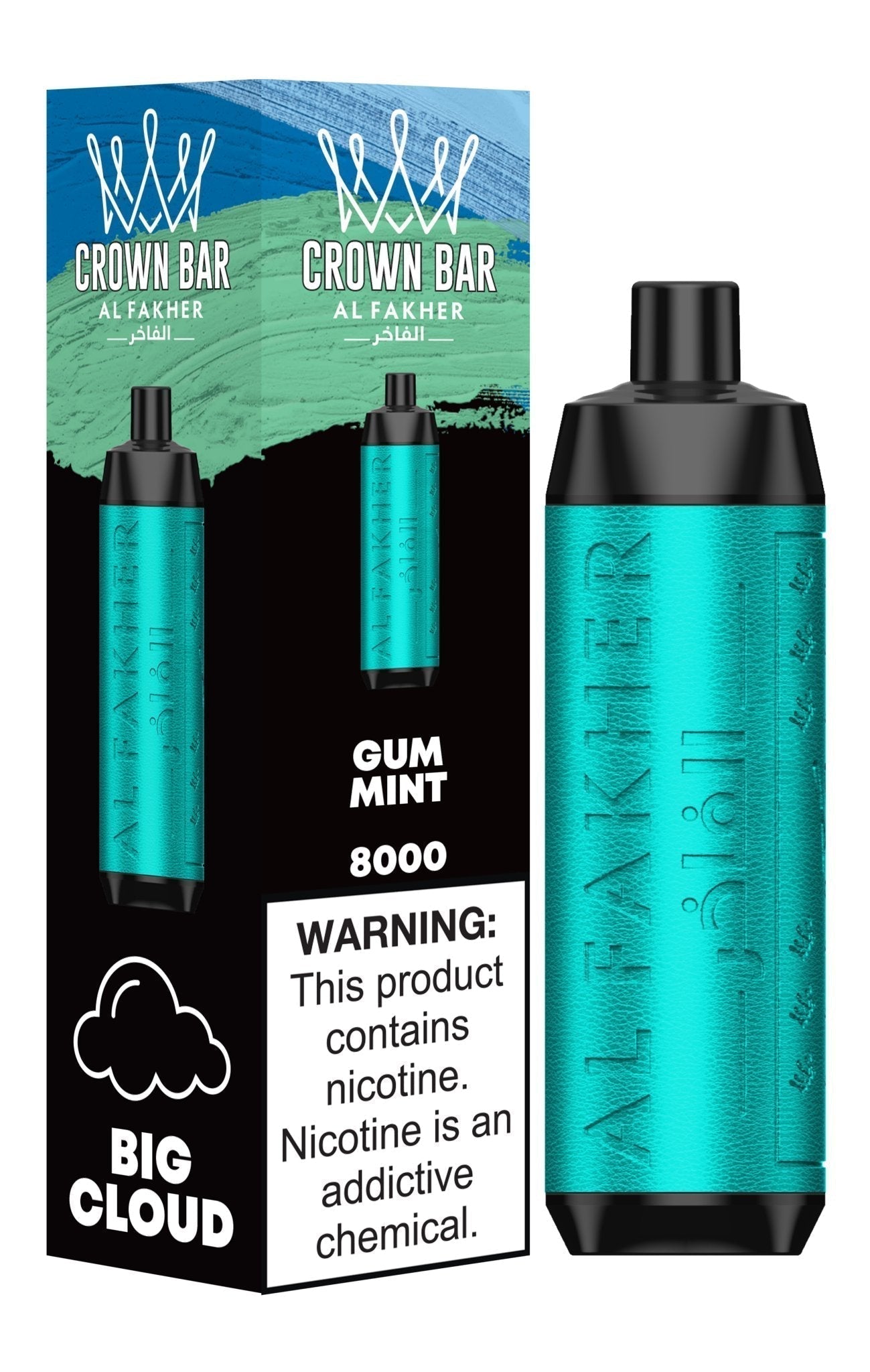 Al Fakher Crown Bar 8000 Puffs Disposable Vape Box of 10 - Wolfvapes.co.uk-Gum Mint