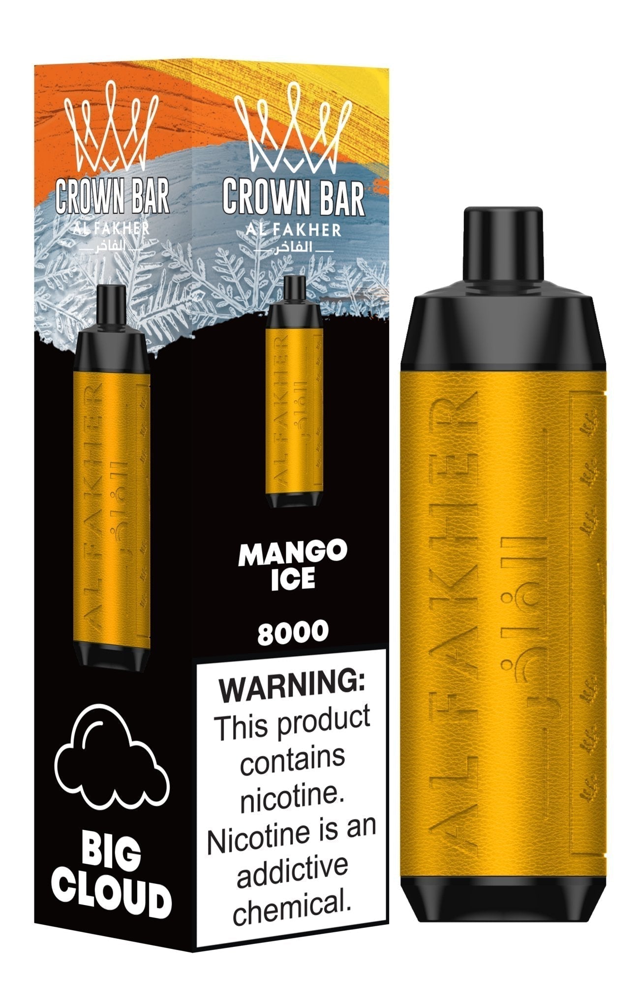 Al Fakher Crown Bar 8000 Puffs Disposable Vape Box of 10 - Wolfvapes.co.uk-Mango Ice