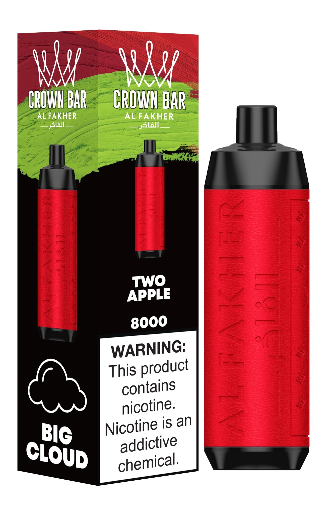 Al Fakher Crown Bar 8000 Puffs Disposable Vape Box of 10 - Wolfvapes.co.uk-Two Apples