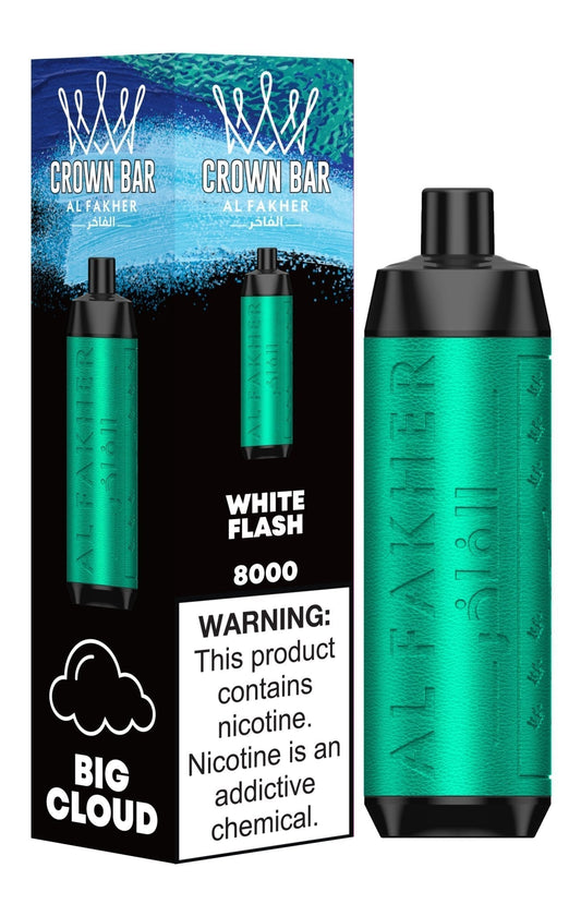 Al Fakher Crown Bar 8000 Puffs Disposable Vape Box of 10 - Wolfvapes.co.uk-White Flash