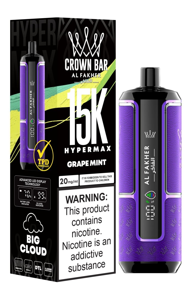 Al Fakher Hypermax 15000 Puffs Disposable Vape Pod Kit - Wolfvapes.co.uk-Grape Mint