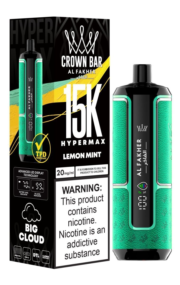 Al Fakher Hypermax 15000 Puffs Disposable Vape Pod Kit - Wolfvapes.co.uk-Lemon Mint