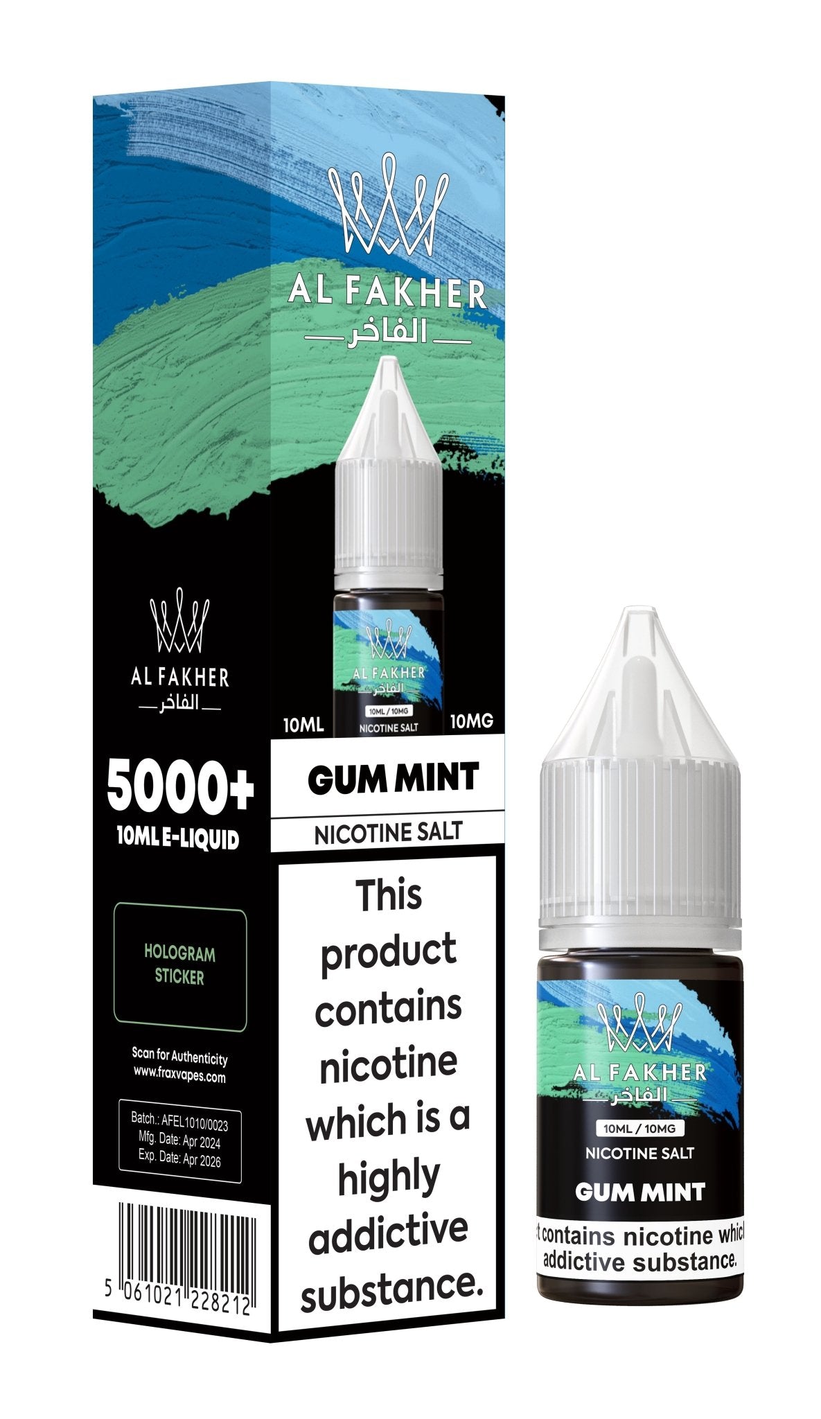 Al Fakher Nic Salt 10ml E-Liquid Box of 10 - Wolfvapes.co.uk-Gum Mint