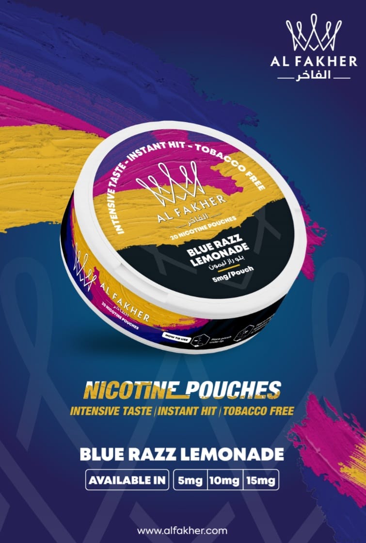 Al Fakher Nicotine Pouches - Pack of 5 - Wolfvapes.co.uk-Blue Raaz Lemonade