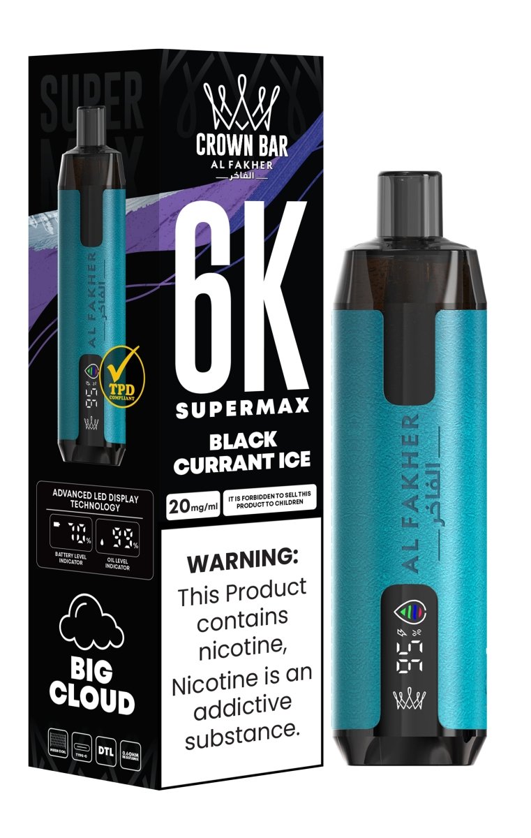 Al Fakher Supermax 6000 Puffs Disposable Vape Pod Kit - Wolfvapes.co.uk-Blackcurrant Ice