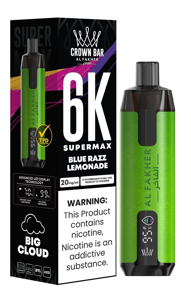 Al Fakher Supermax 6000 Puffs Disposable Vape Pod Kit - Wolfvapes.co.uk-Blue Razz Lemonade