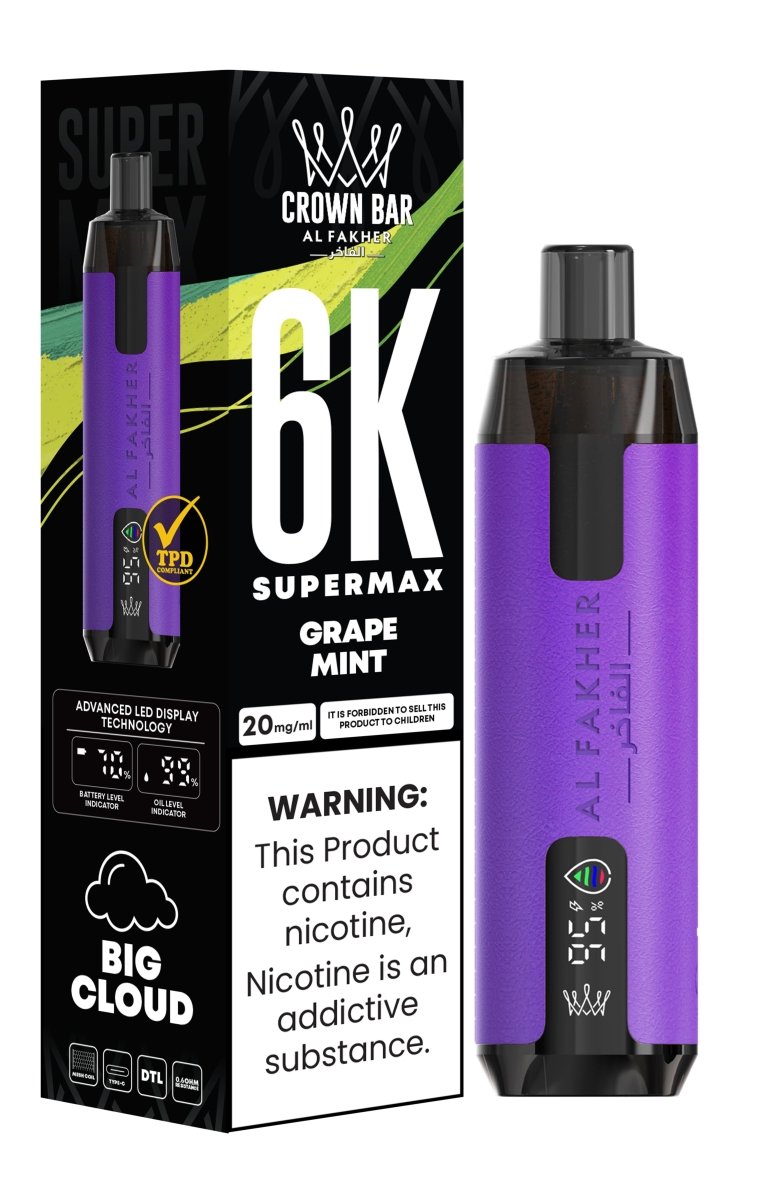 Al Fakher Supermax 6000 Puffs Disposable Vape Pod Kit - Wolfvapes.co.uk-Grape Mint