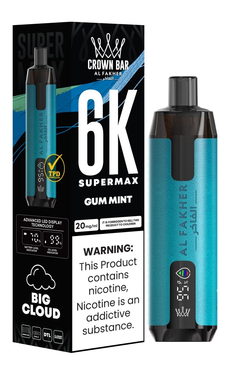 Al Fakher Supermax 6000 Puffs Disposable Vape Pod Kit - Wolfvapes.co.uk-Gum Mint