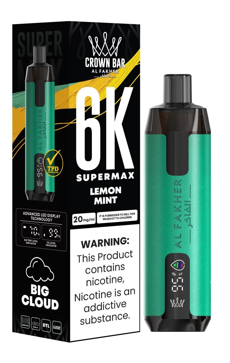 Al Fakher Supermax 6000 Puffs Disposable Vape Pod Kit - Wolfvapes.co.uk-Lemon Mint