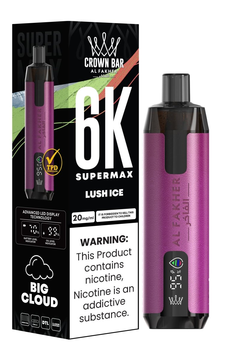 Al Fakher Supermax 6000 Puffs Disposable Vape Pod Kit - Wolfvapes.co.uk-Lush Ice