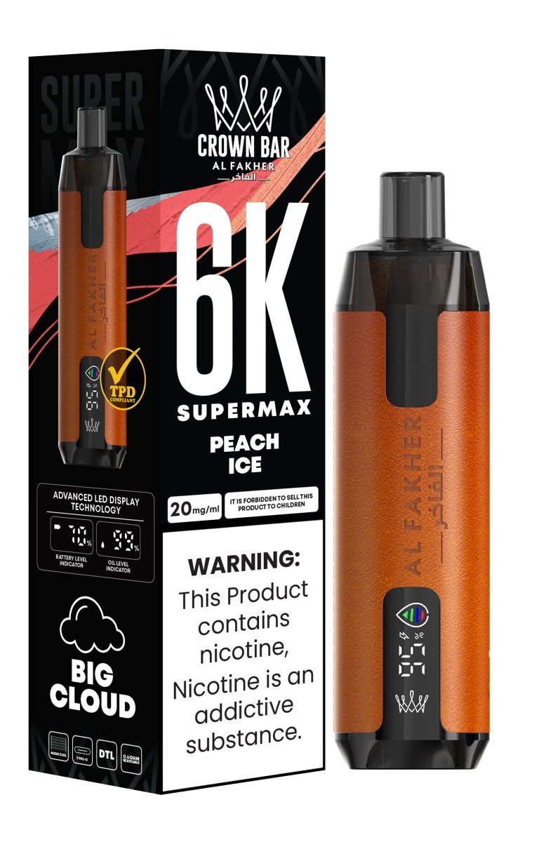 Al Fakher Supermax 6000 Puffs Disposable Vape Pod Kit - Wolfvapes.co.uk-Peach Ice