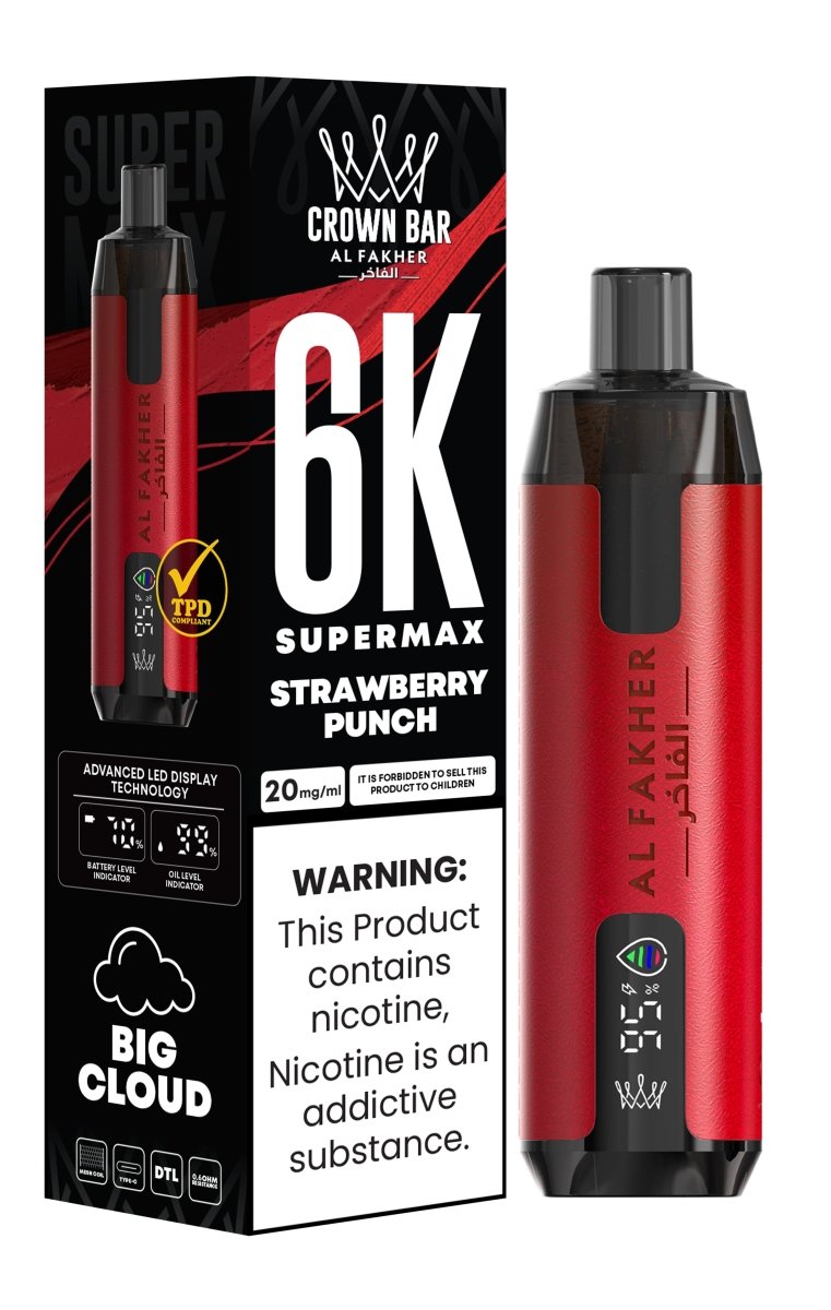 Al Fakher Supermax 6000 Puffs Disposable Vape Pod Kit - Wolfvapes.co.uk-Strawberry Punch