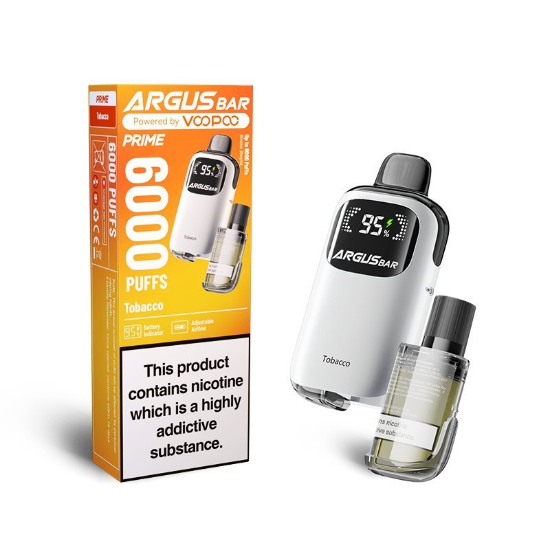 Argus Bar Prime 6000 Disposable Vape - Box of 5 - Wolfvapes.co.uk - Tobacco