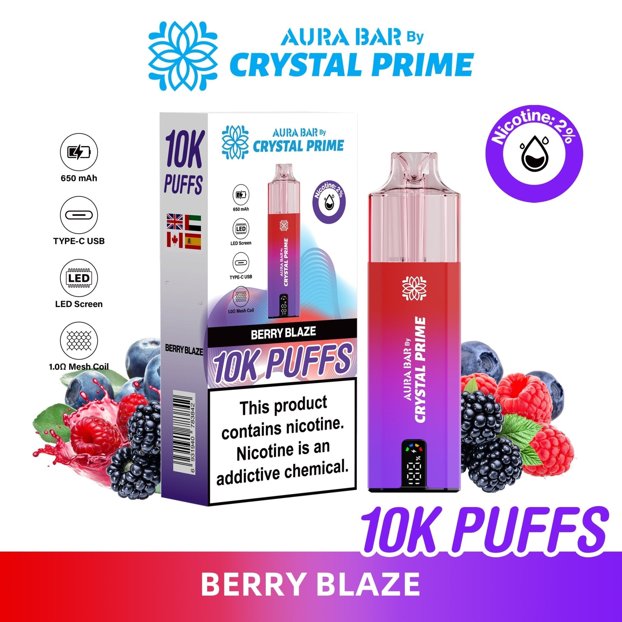 Aura Bar 10000 Prefilled Pod Vape Kit By Crystal Prime Aura Bar 10000 Prefilled Pod Vape Kit By Crystal Prime
