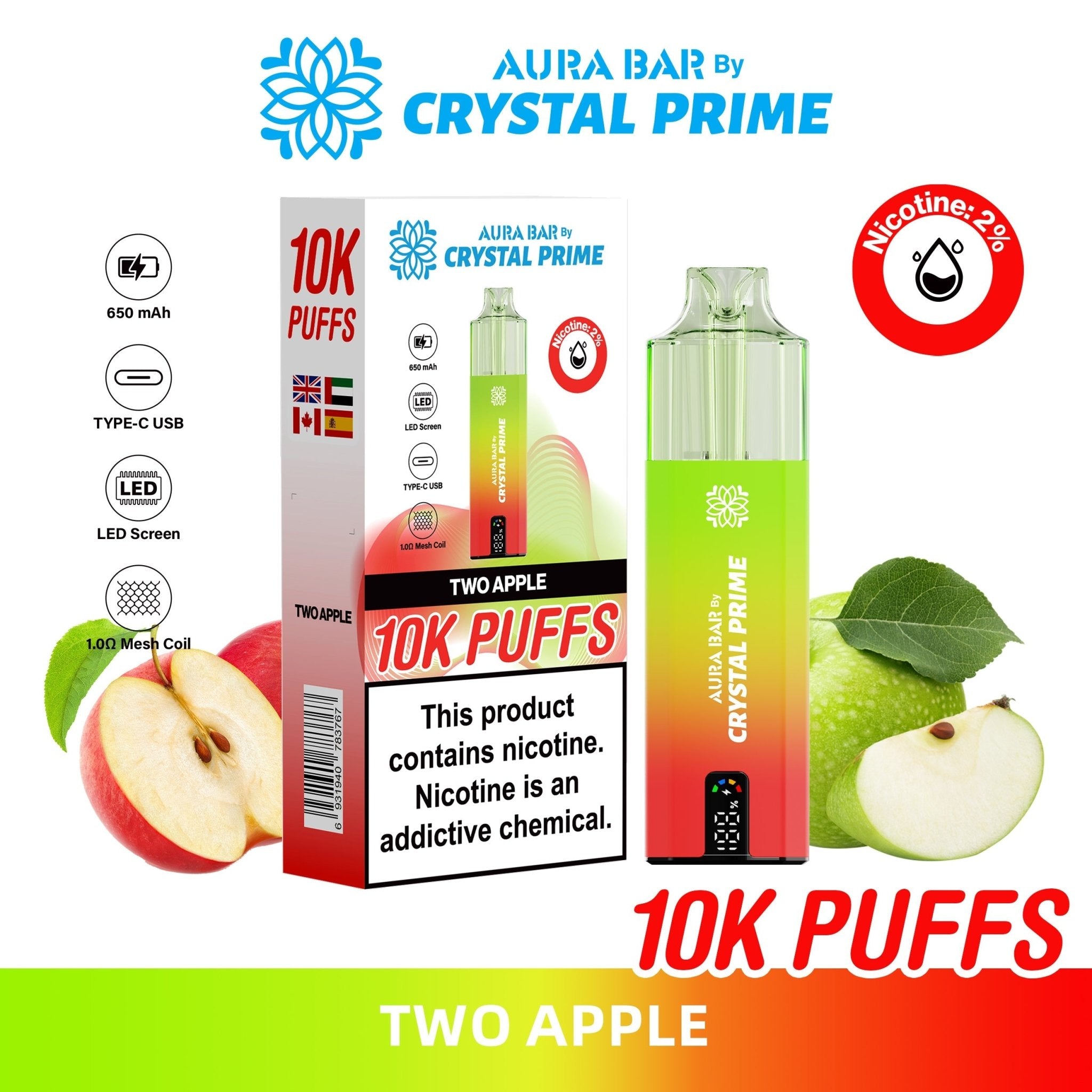 Aura Bar 10000 Prefilled Pod Vape Kit By Crystal Prime Aura Bar 10000 Prefilled Pod Vape Kit By Crystal Prime