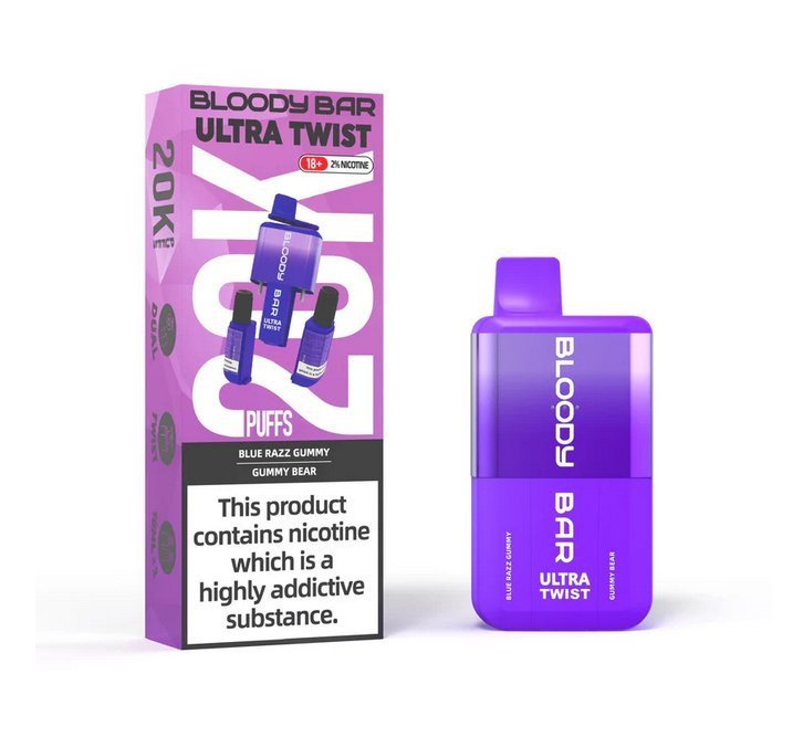 Bloody Bar Ultra Twist 20000 Disposable Vape - Wolfvapes.co.uk - Blue Razz Gummy/Gummy Bear