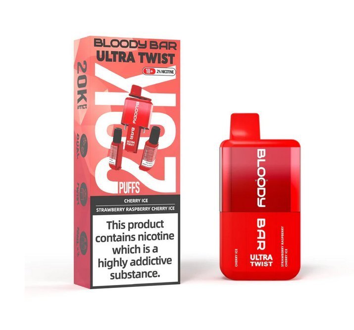 Bloody Bar Ultra Twist 20000 Disposable Vape - Wolfvapes.co.uk - Cherry Ice/Strawberry Raspberry